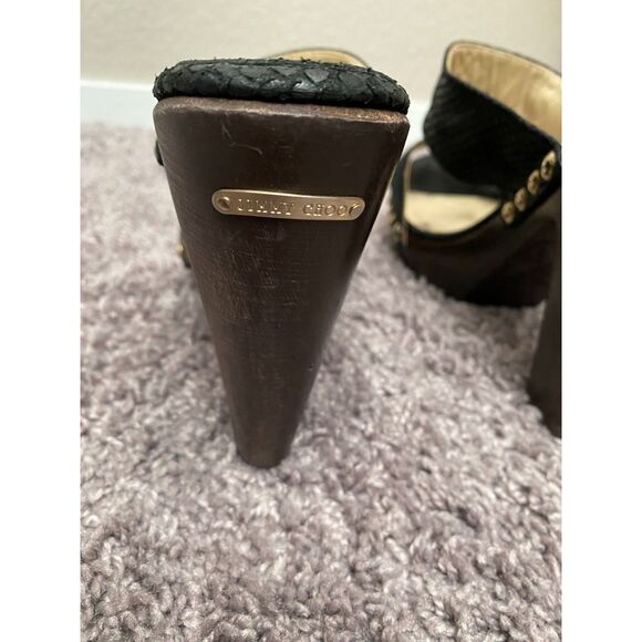 JIMMY CHOO Black Suede Studded Heeled Slide Ons Size 9 - Picture 11 of 16